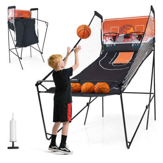 Faltbares Basketball-Arcade-Spiel, Basketballkorb-Maschine für Kinder mit 8 aufregenden Spielmodi
