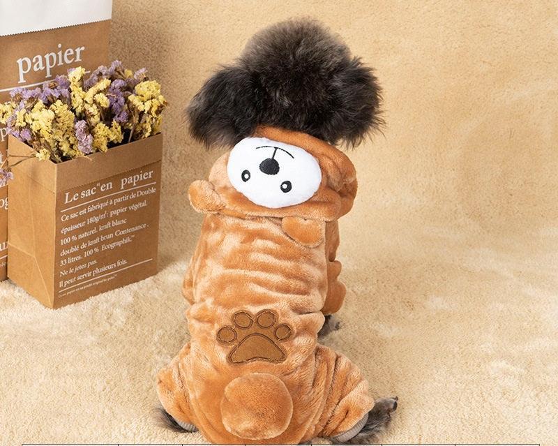 Herbst- und Winterkostümkollektion für Hunde: Gemütlicher Korallenfleece im Cartoon-Stil