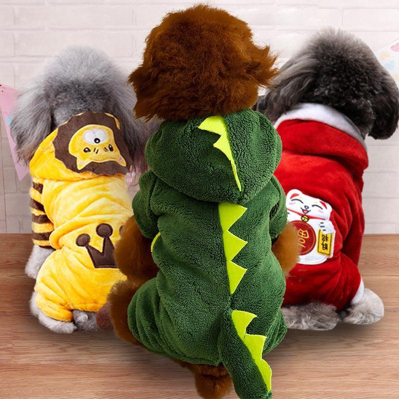 Herbst- und Winterkostümkollektion für Hunde: Gemütlicher Korallenfleece im Cartoon-Stil