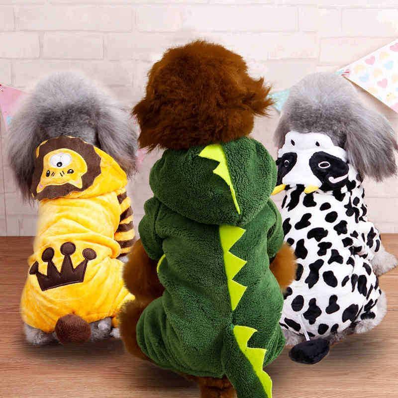 Herbst- und Winterkostümkollektion für Hunde: Gemütlicher Korallenfleece im Cartoon-Stil