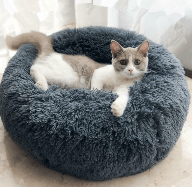 Lit rond douillet de luxe pour animaux de compagnie - Le refuge ultime pour les petits chiens et les chats