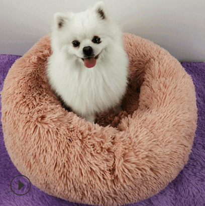 Lit rond douillet de luxe pour animaux de compagnie - Le refuge ultime pour les petits chiens et les chats